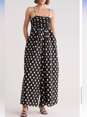 Hutch Black with White Polka Dot Wide-Leg Jumpsuit